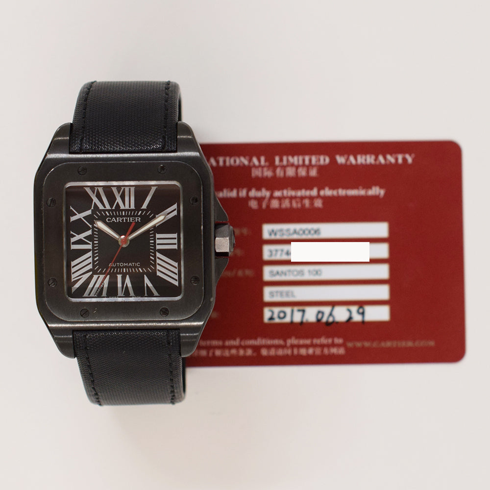 Cartier Santos 100 Large ADLC 51.1mm x 41.3mm WSSA0006 – Black Roman Dial