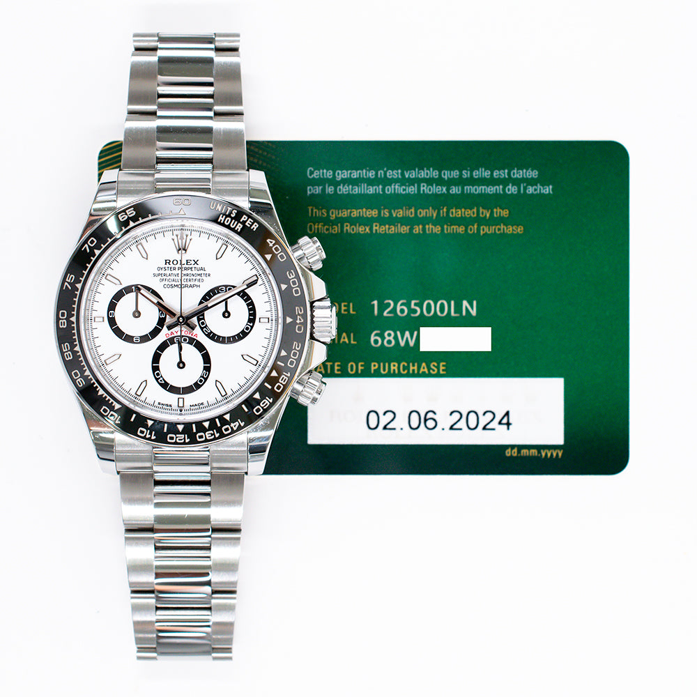 Rolex Cosmograph Daytona 40mm Steel Ceramic Bezel 126500LN – White Dial