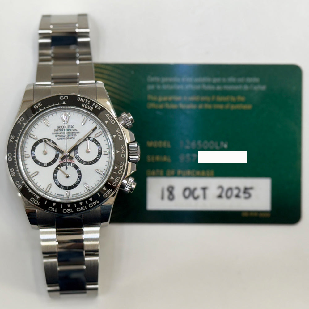 Rolex Cosmograph Daytona 40mm Steel Ceramic Bezel 126500LN – White Dial