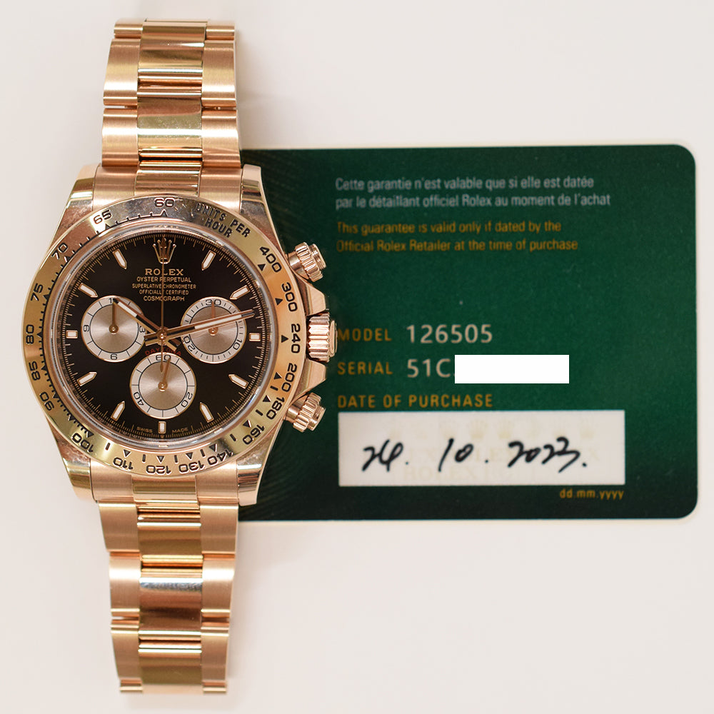 Rolex Cosmograph Daytona 40mm Everose Gold 126505 – Black Dial