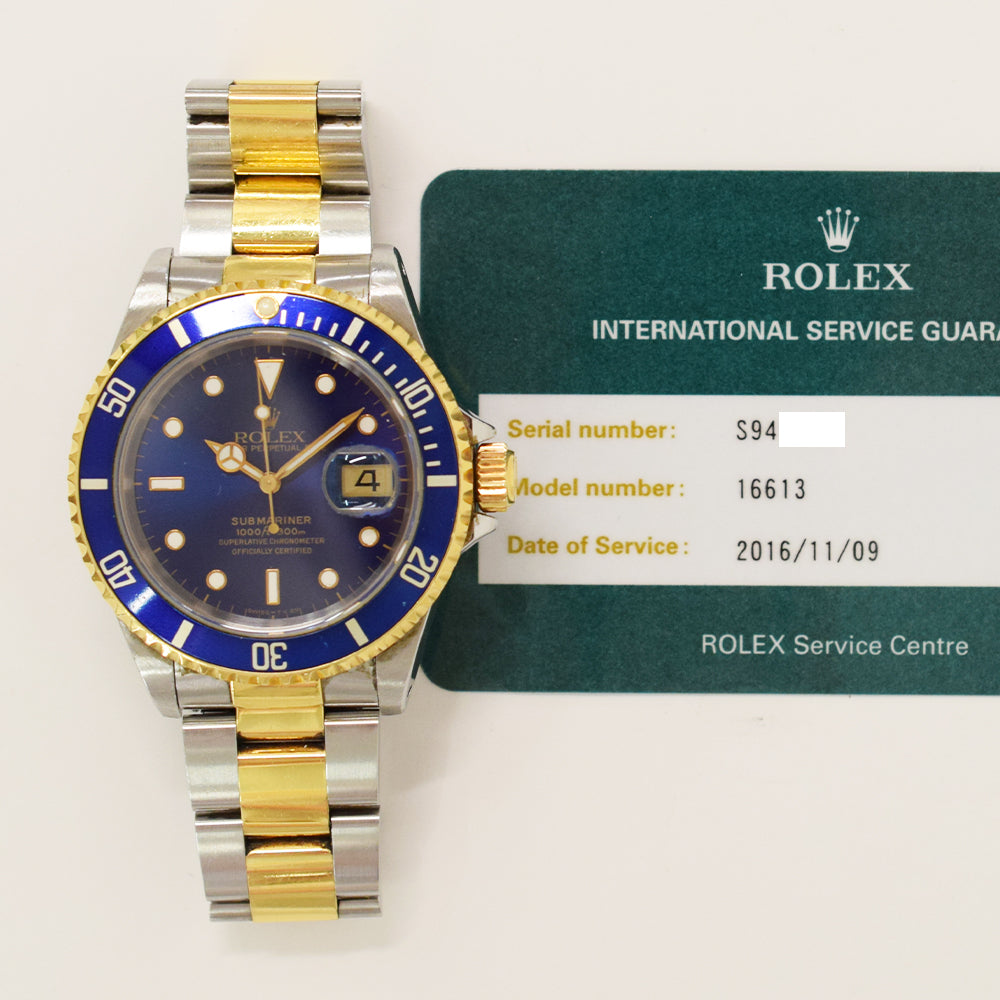 Rolex Submariner Date 40mm Steel and Yellow Gold 16613 – Blue Dial