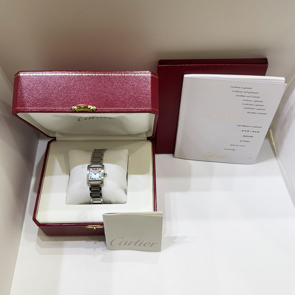 Cartier Tank Française Small Stainless Steel W51028Q3 – Pink MOP Roman Dial