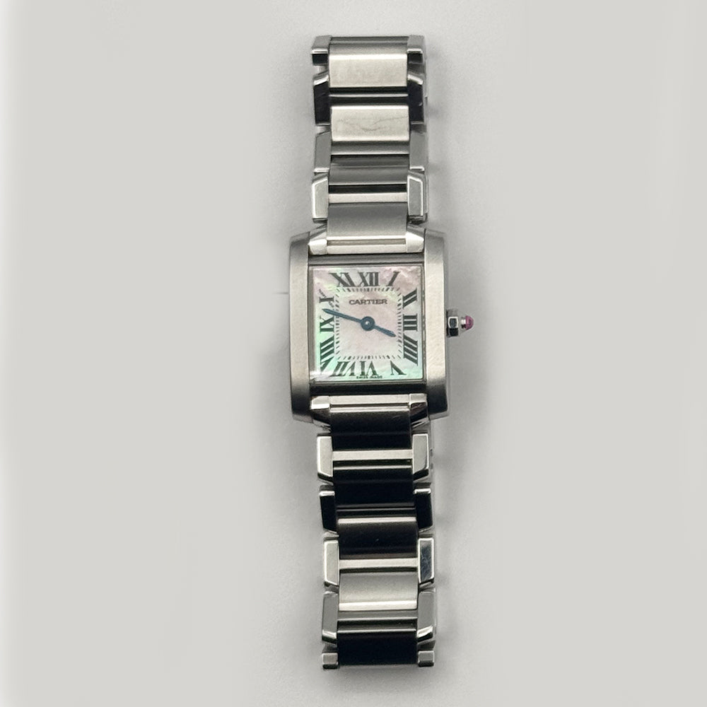 Cartier Tank Française Small Stainless Steel W51028Q3 – Pink MOP Roman Dial