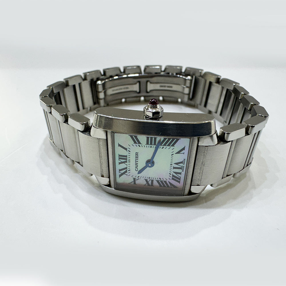 Cartier Tank Française Small Stainless Steel W51028Q3 – Pink MOP Roman Dial