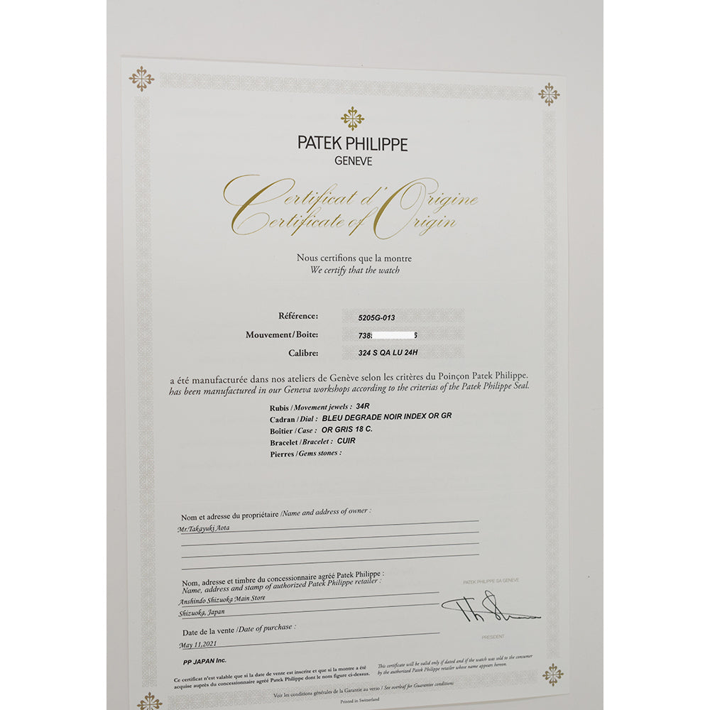 Patek Philippe Annual Calendar Moon Phase 40mm 5205G-013 – Blue Dial