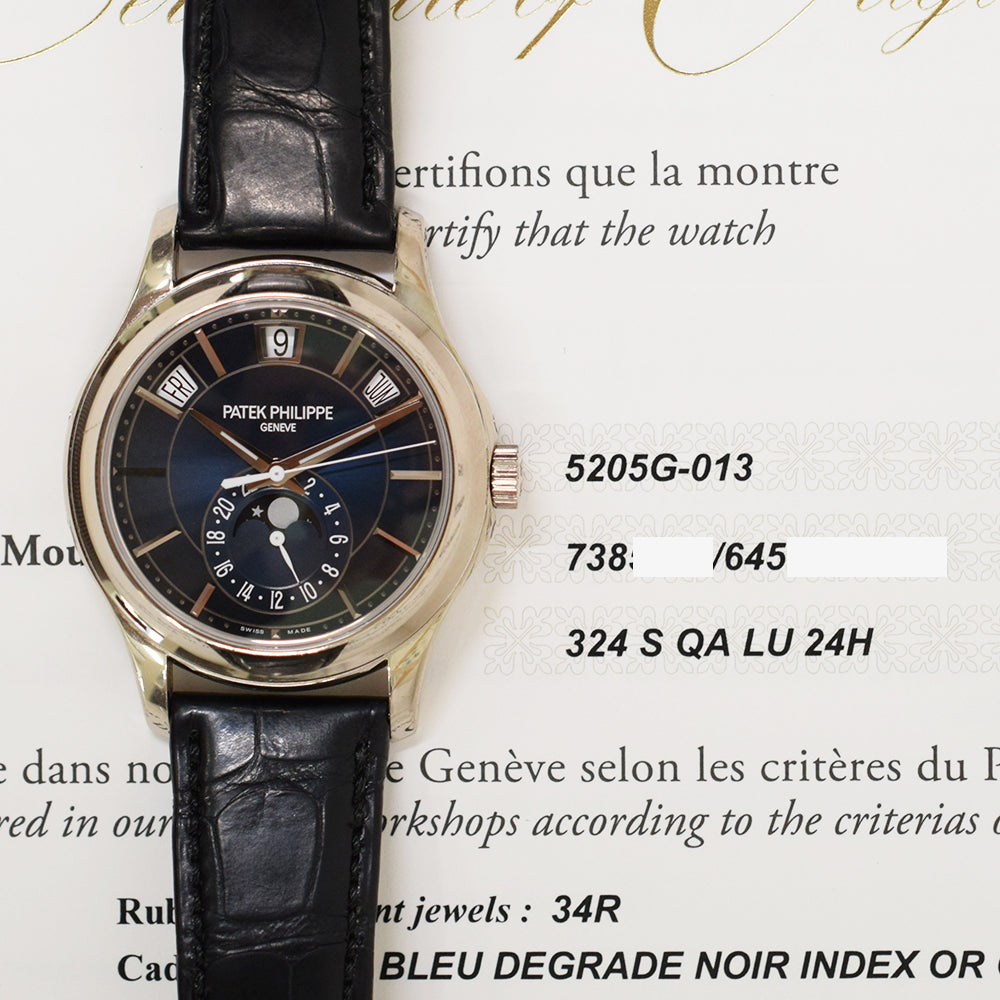Patek Philippe Annual Calendar Moon Phase 40mm 5205G-013 – Blue Dial