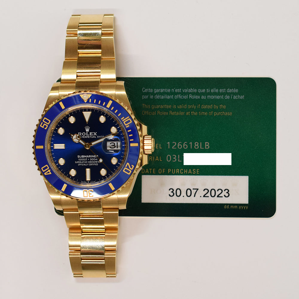 Rolex Submariner Date 41mm Yellow Gold Blue Bezel 126618LB – Blue Dial