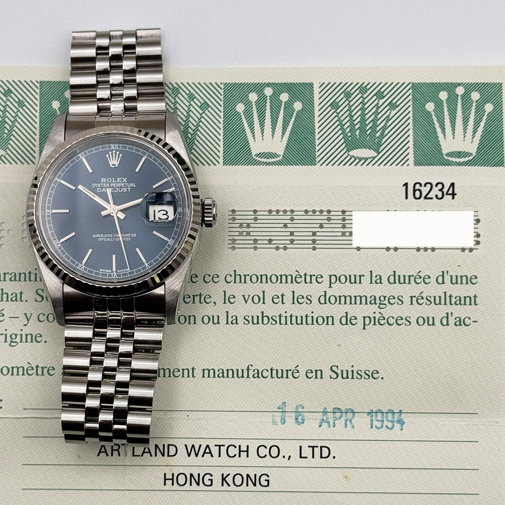 Rolex Datejust 36mm Steel and White Gold 16234 – Blue Dial