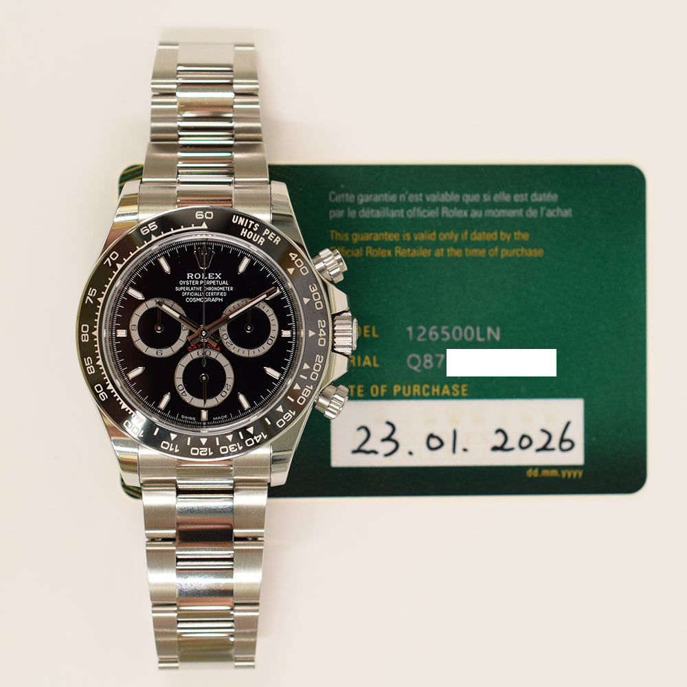 Rolex Cosmograph Daytona 40mm Steel Ceramic Bezel 126500LN – Black Dial