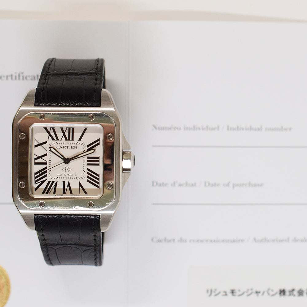 Cartier Santos 100 Selfwinding 51mm x 41.3mm WSSA0007 – Silver Roman Dial