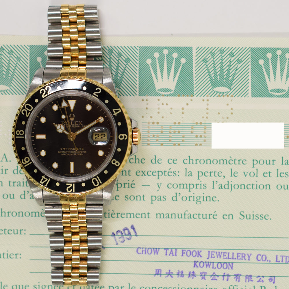 Rolex GMT-Master II 40mm Steel and Yellow Gold 16713 – Black Dial