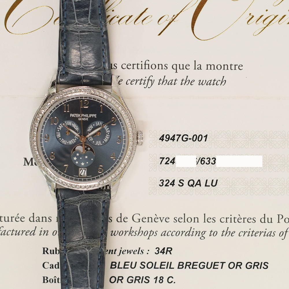 Patek Philippe Annual Calendar Moon Phase 38mm 4947G-001 – Blue Arabic Dial