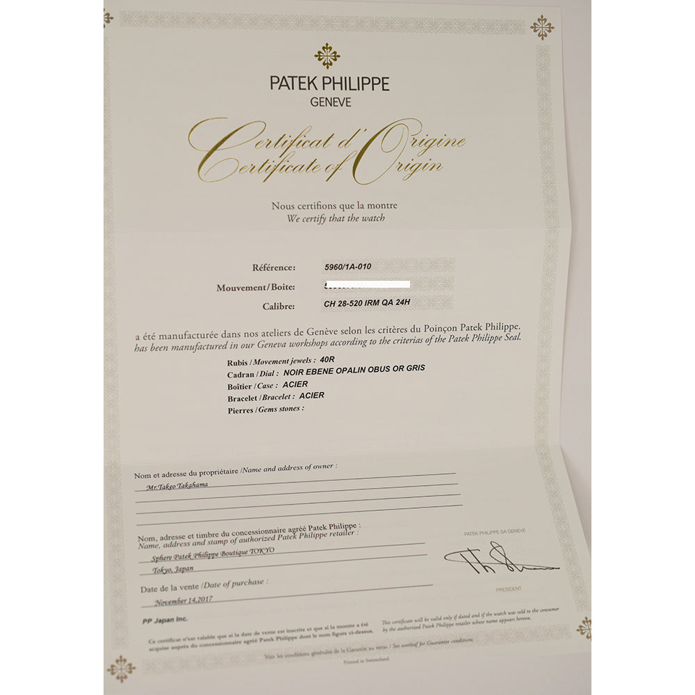 Patek Philippe Annual Calendar Chronograph 40.5mm 5960/1A-010 – Black Dial