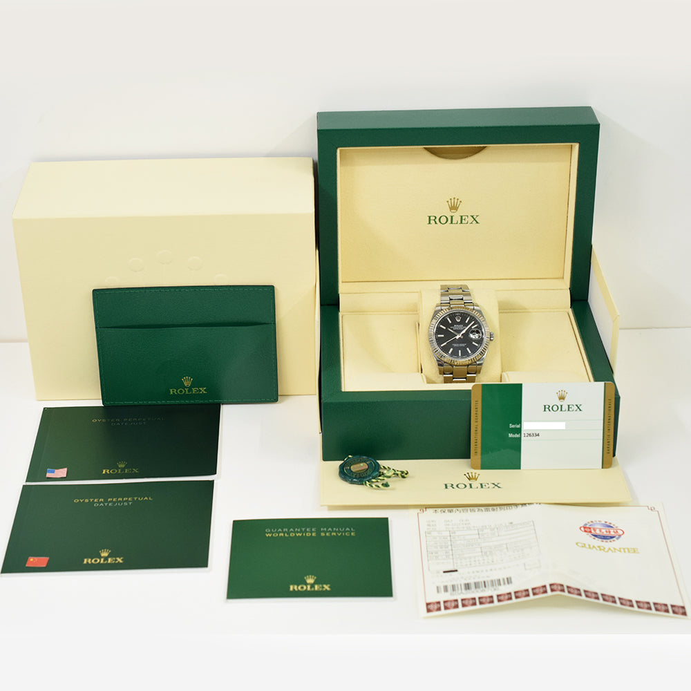 Rolex Datejust 41mm Steel and White Gold Fluted Bezel 126334 – Black Dial