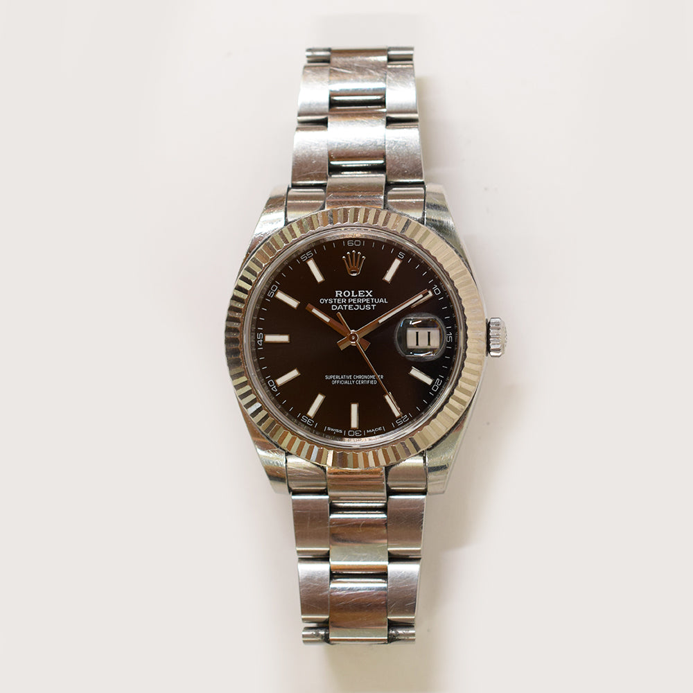 Rolex Datejust 41mm Steel and White Gold Fluted Bezel 126334 – Black Dial
