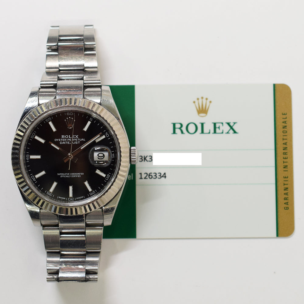Rolex Datejust 41mm Steel and White Gold Fluted Bezel 126334 – Black Dial