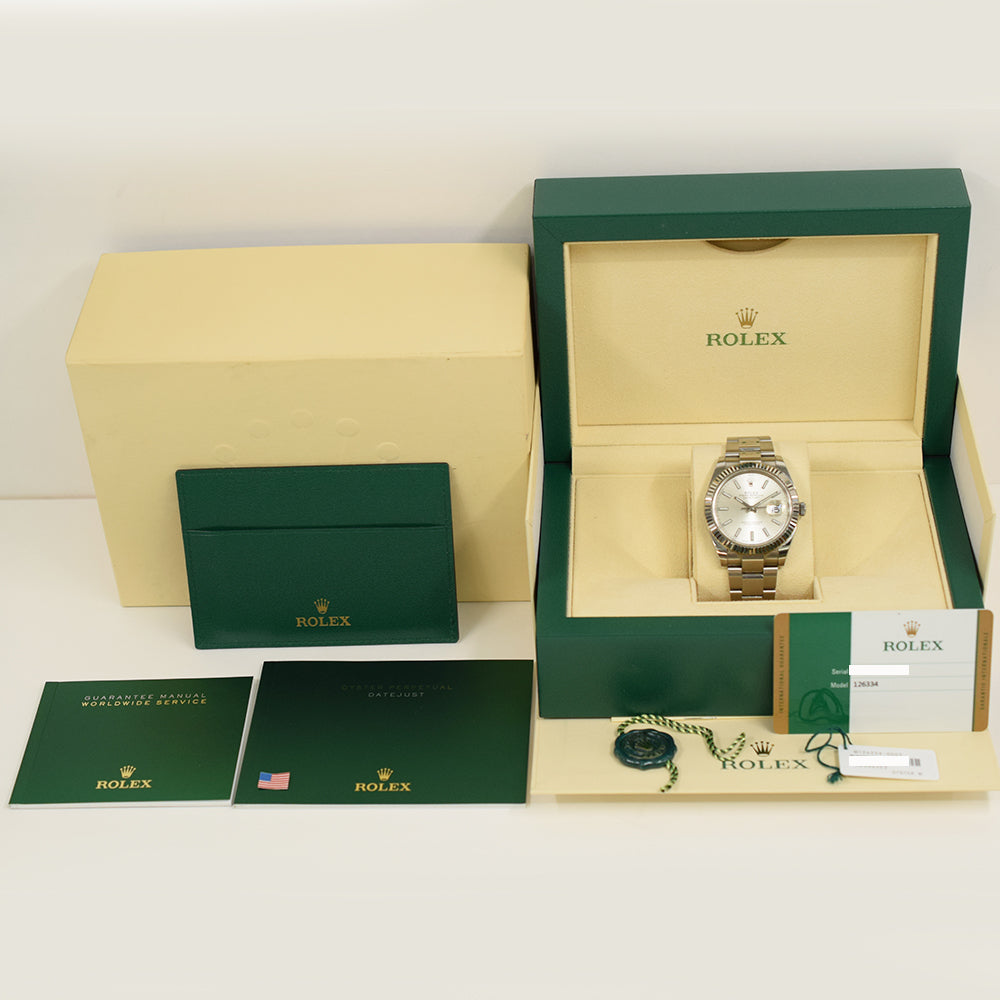 Rolex Datejust 41mm Steel and White Gold Fluted Bezel 126334 – Silver Dial