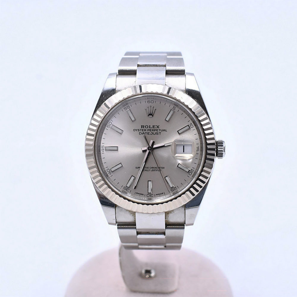 Rolex Datejust 41mm Steel and White Gold Fluted Bezel 126334 – Silver Dial