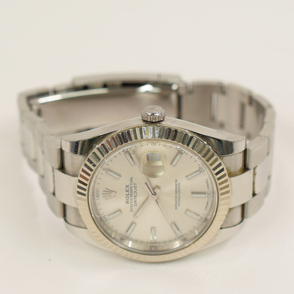 Rolex Datejust 41mm Steel and White Gold Fluted Bezel 126334 – Silver Dial