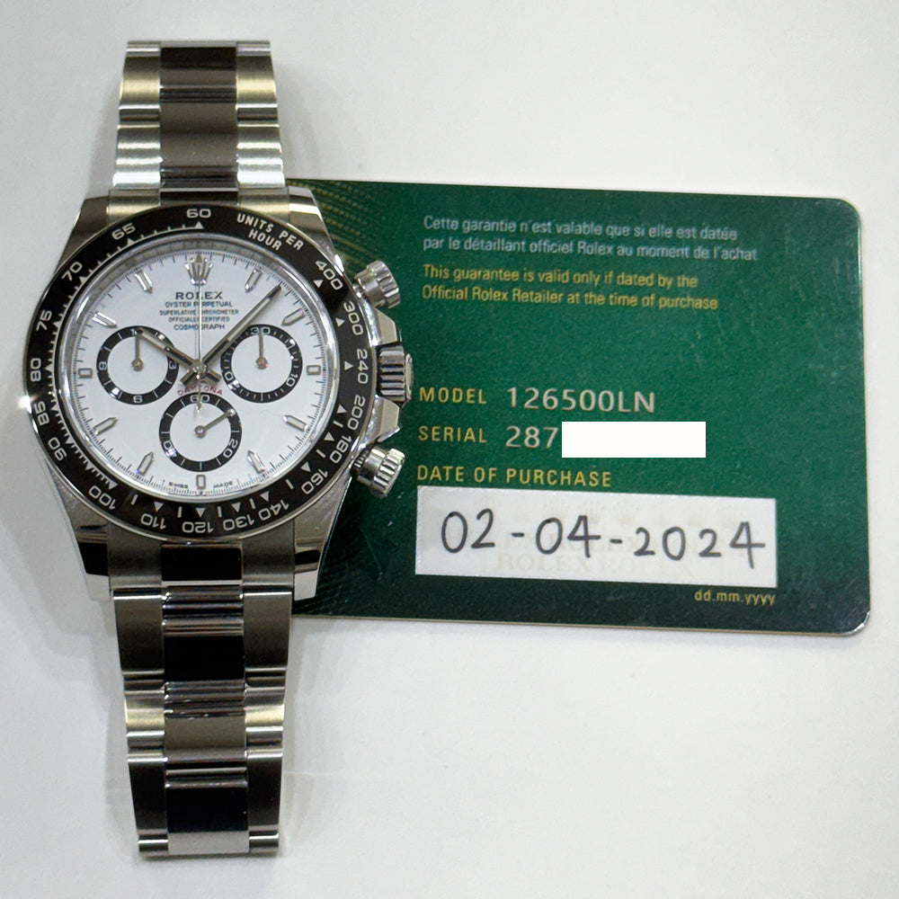 Rolex Cosmograph Daytona 40mm Steel Ceramic Bezel 126500LN – White Dial