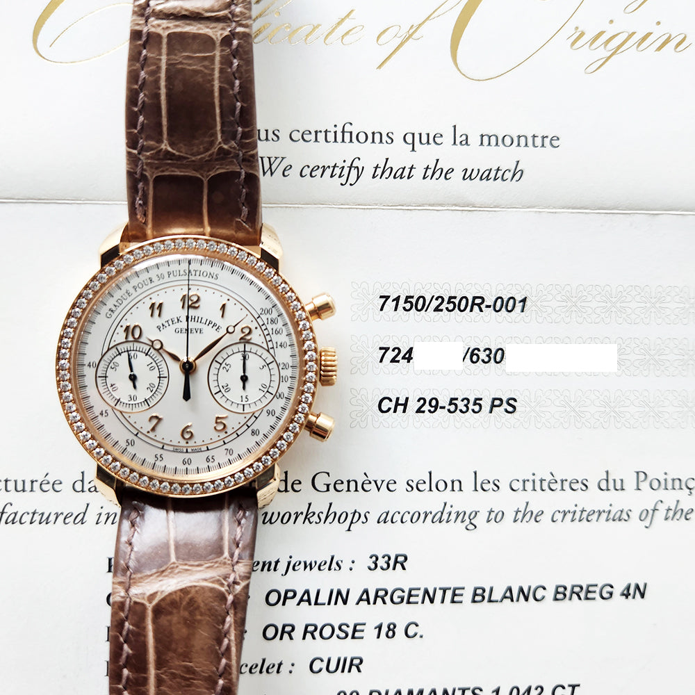 Patek Philippe Complications Chronograph 38mm Rose Gold 7150/250R-001 – White Dial