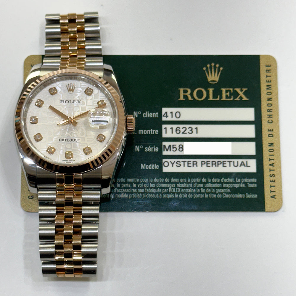 Rolex Datejust 36mm Steel and Everose Gold 116231G – Silver Jubilee Diamond Dial