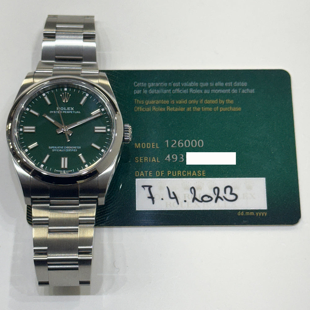 Rolex Oyster Perpetual 36mm Steel 126000 – Green Dial