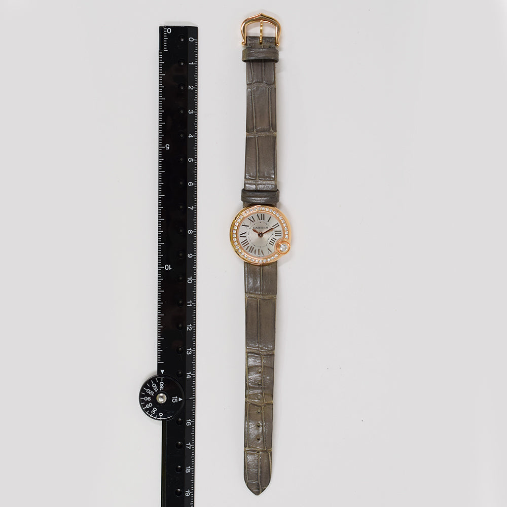 Cartier Ballon Bleu 26mm Diamond Bezel Rose Gold WJBL0006 – Silver Roman Dial