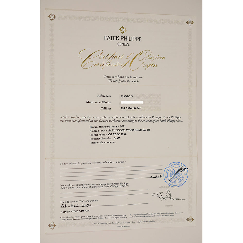 Patek Philippe Annual Calendar Moon Phase 38.5mm 5396R-014 – Blue Dial