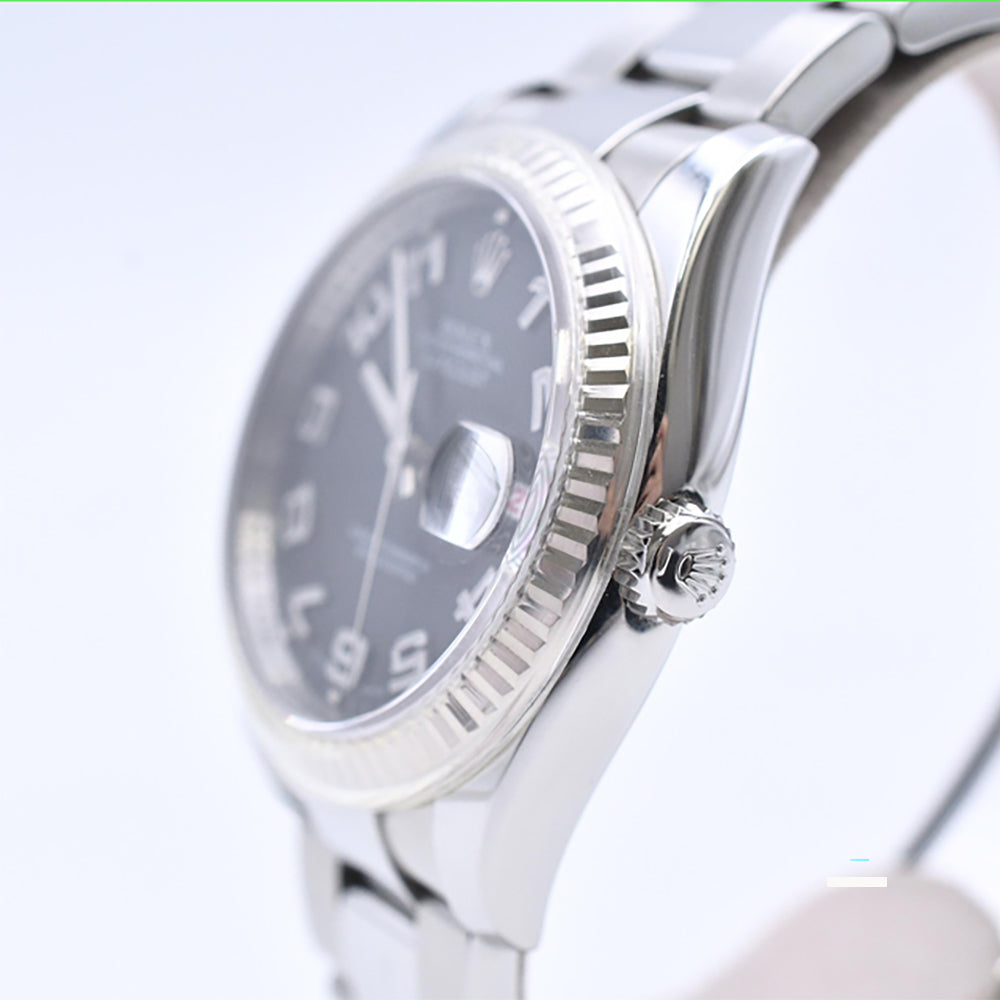 Rolex Datejust 36mm Steel and White Gold 116234 – Black Arabic Concentric Dial