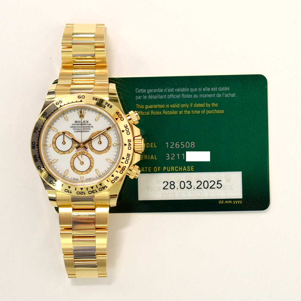 Rolex Cosmograph Daytona 40mm Yellow Gold 126508 – White Dial