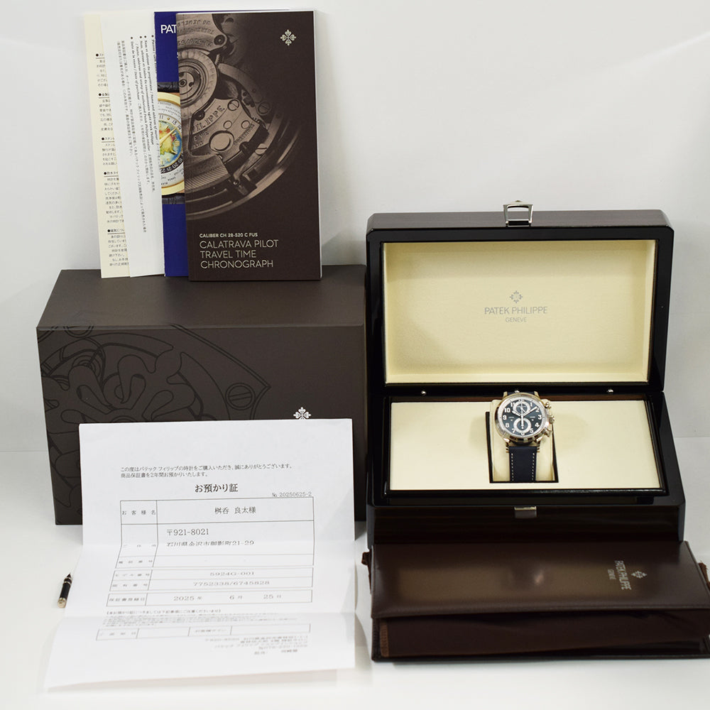 Patek Philippe Calatrava Pilot Travel Time Chronograph 42mm 5924G-001 – Blue Arabic Dial