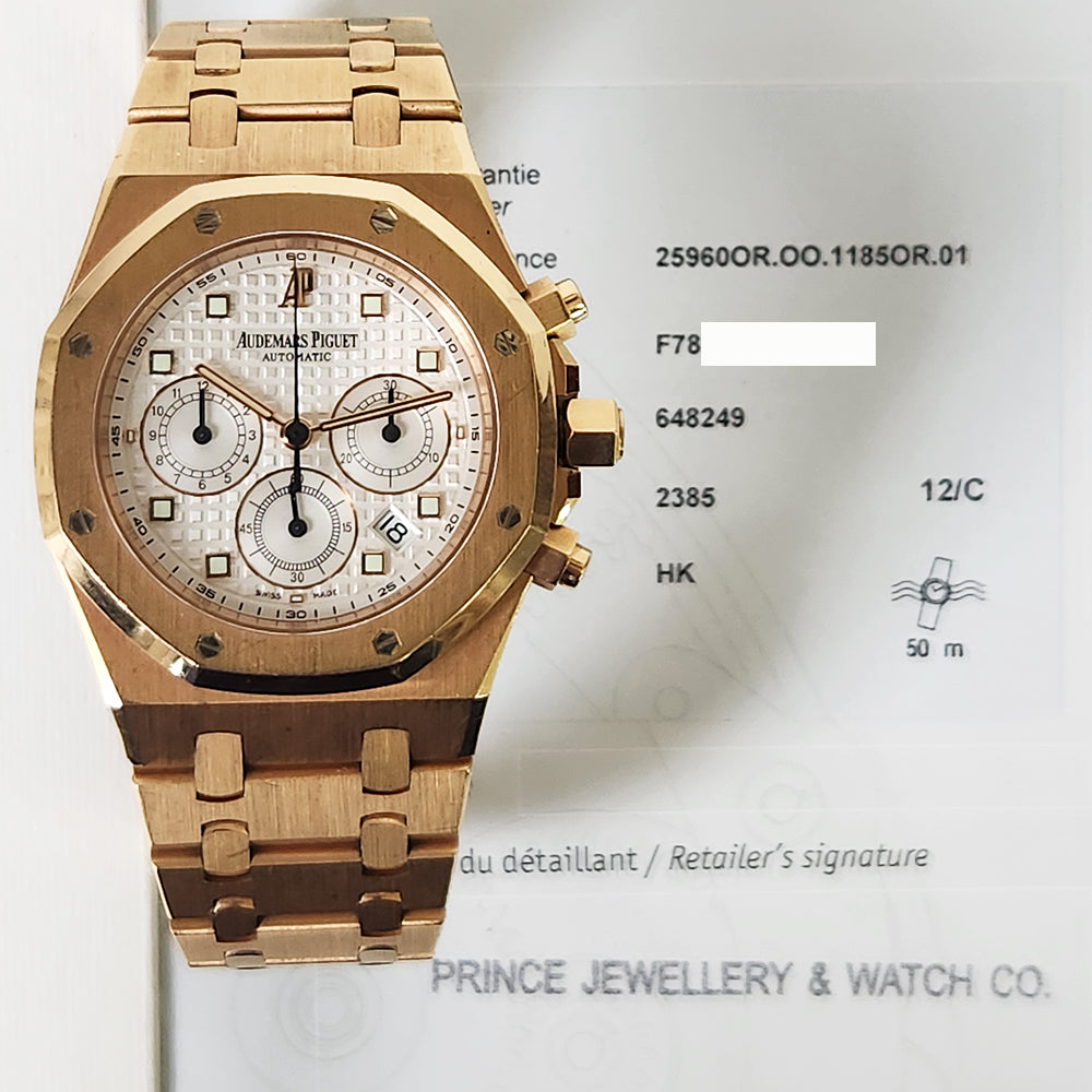 Audemars Piguet Royal Oak Chronograph 39mm Rose Gold 25960OR.00.1185OR.01 – White Dial