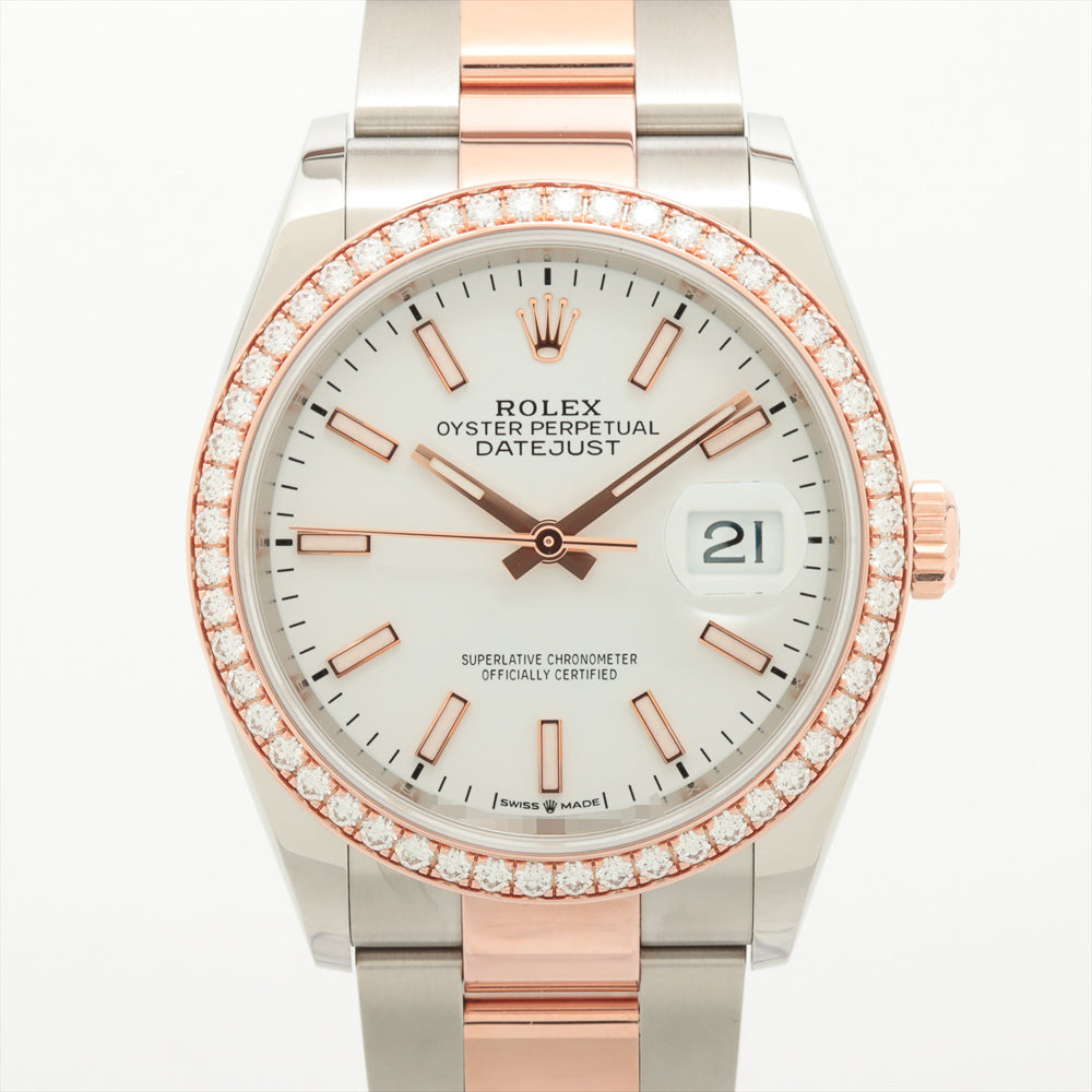 Rolex Datejust 36mm Everose Gold Diamond Bezel 126281RBR – White Dial