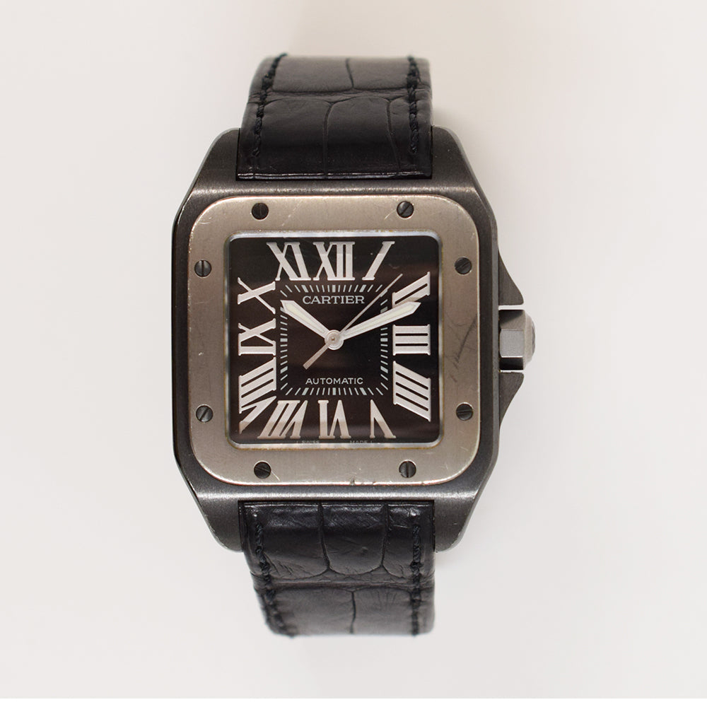 Cartier Santos 100 38mm Titanium and PVD Steel W2020010 – Black Roman Dial