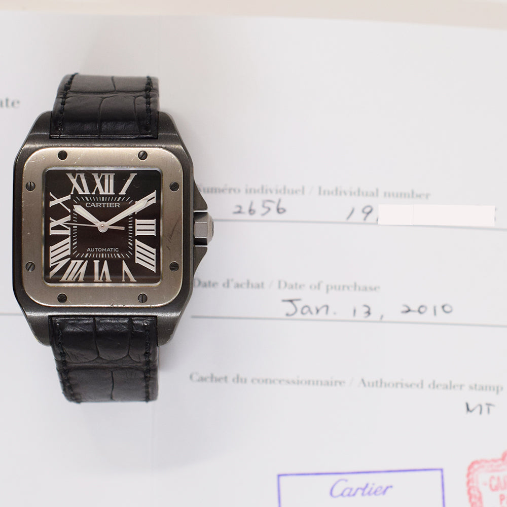 Cartier Santos 100 38mm Titanium and PVD Steel W2020010 – Black Roman Dial