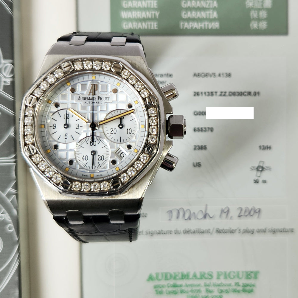 Audemars Piguet Royal Oak Offshore Chronograph 37mm Diamond Bezel 26113ST.ZZ.D030CR.01 – Silver Dial