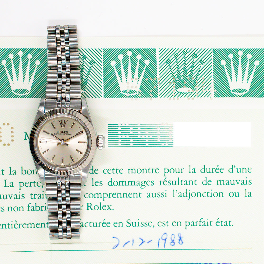 Rolex Oyster Perpetual 26mm Steel and White Gold 67194 – Silver Dial