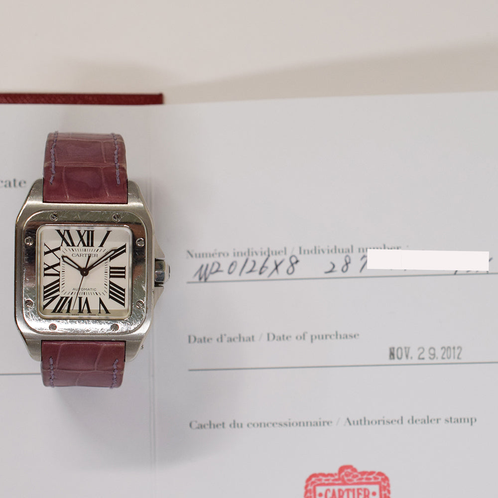 Cartier Santos 100 Medium Steel W20126X8 – Silver Roman Dial