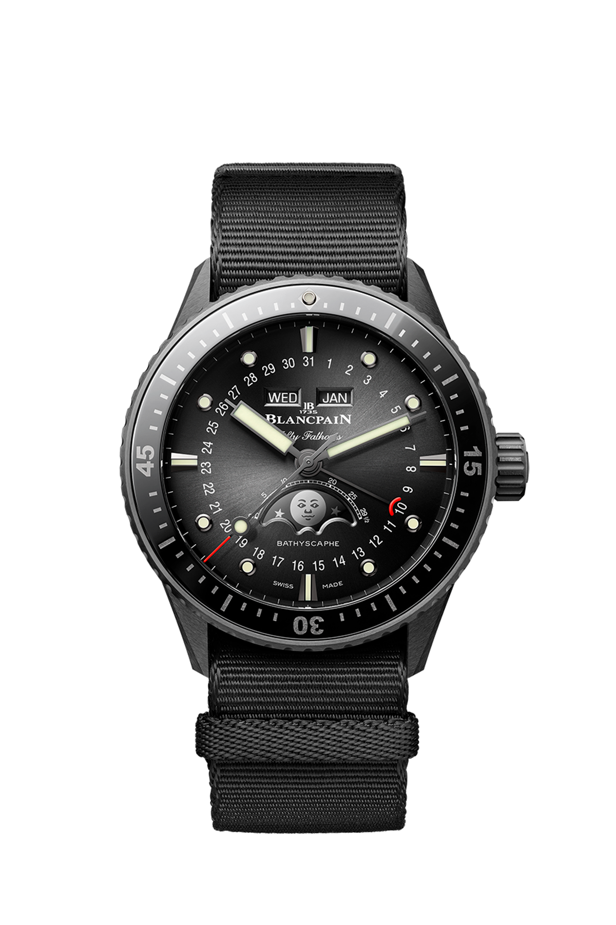 Blancpain Fifty Fathoms Bathyscaphe Quantième Complet Phases de Lune 43.6 mm Ceramic Case (5054-0130-NABA)