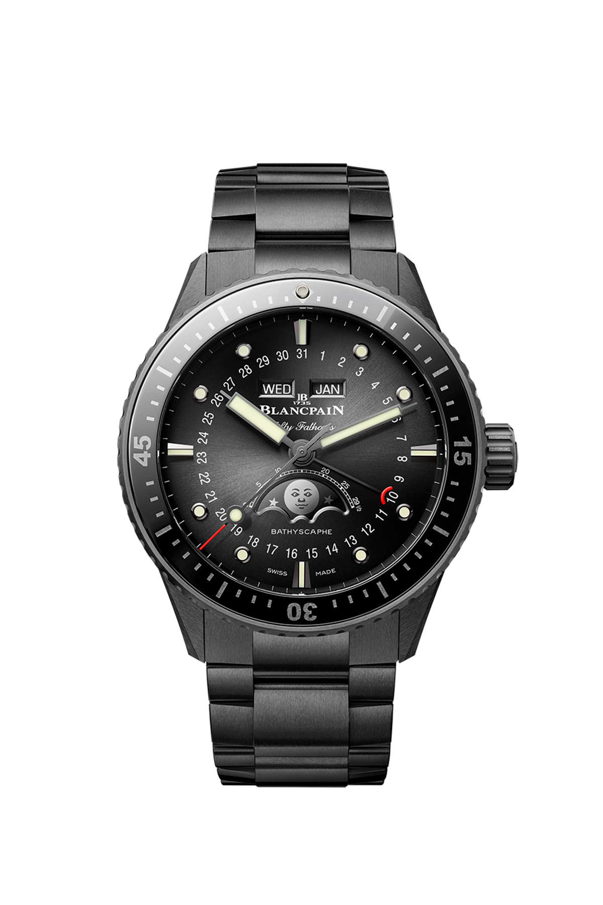 Blancpain Fifty Fathoms Bathyscaphe Quantième Complet Phases de Lune Sunburst Black (5054-0130-01S)