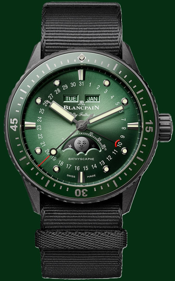 Blancpain Fifty Fathoms Bathyscaphe Quantième Complet Phases de Lune Sunburst Green Dial (5054-0153-NABA)