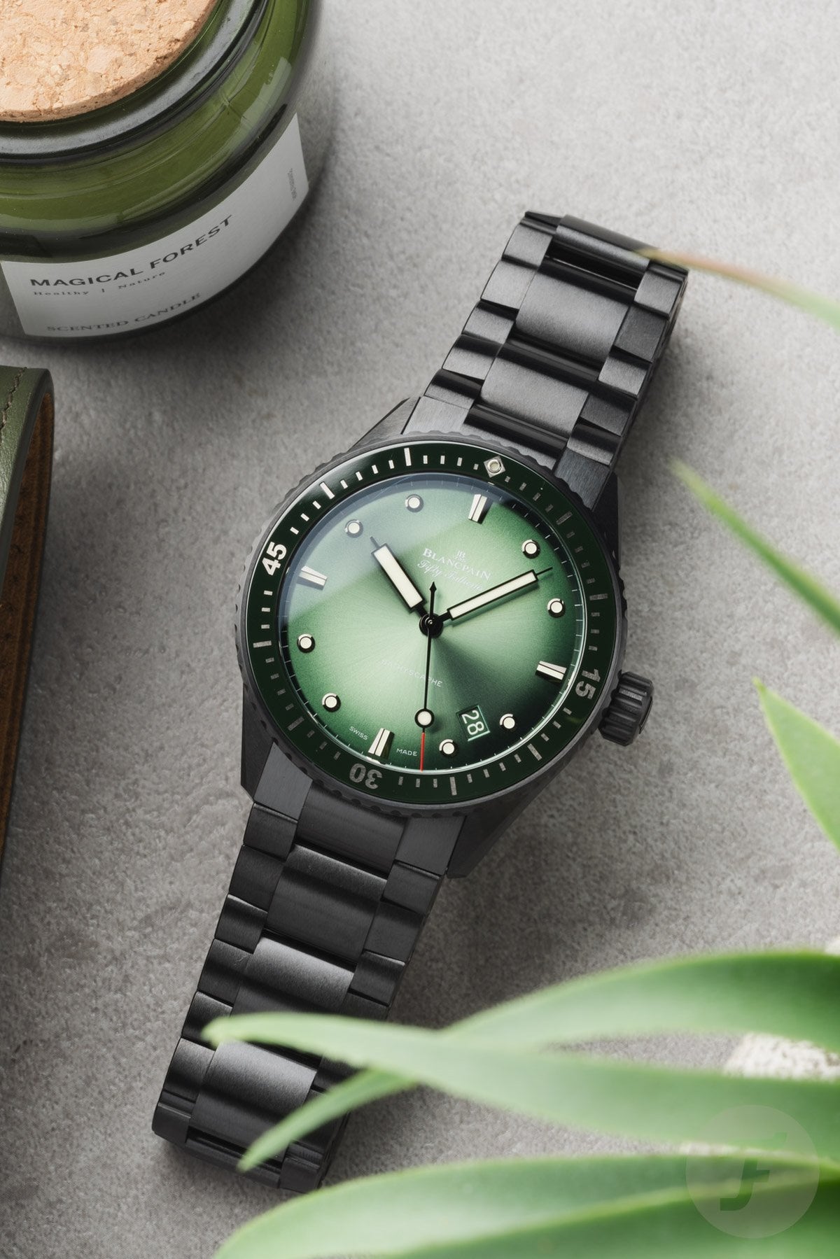 Blancpain Fifty Fathoms Sunburst Green Ceramic Men's Watch 2 (5000-0153-01S)