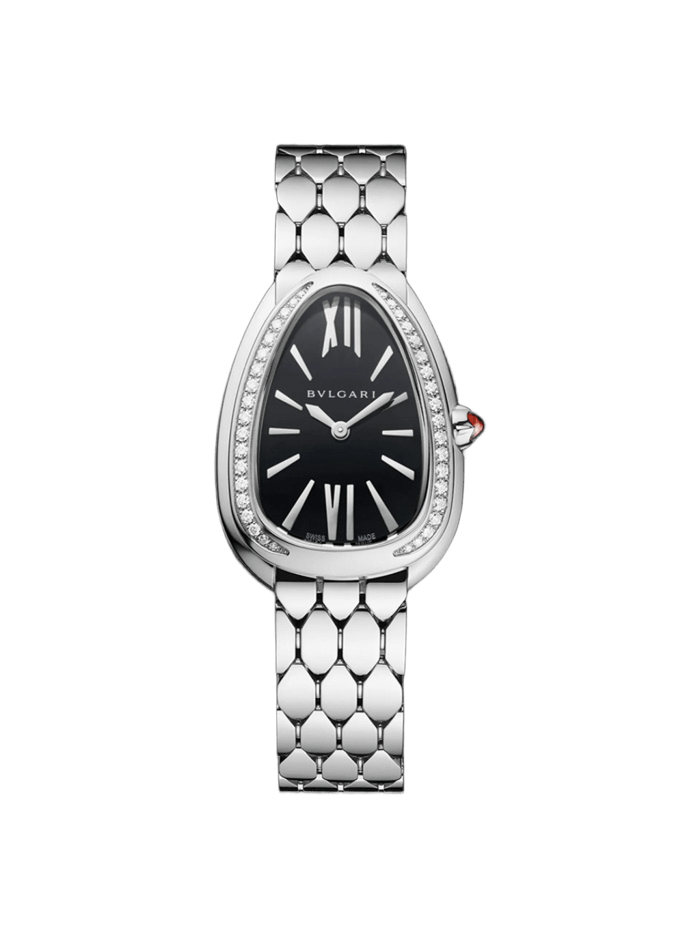 Bvlgari Serpenti Seduttori 33mm Steel Diamonds Black Lacquered Dial (103950)