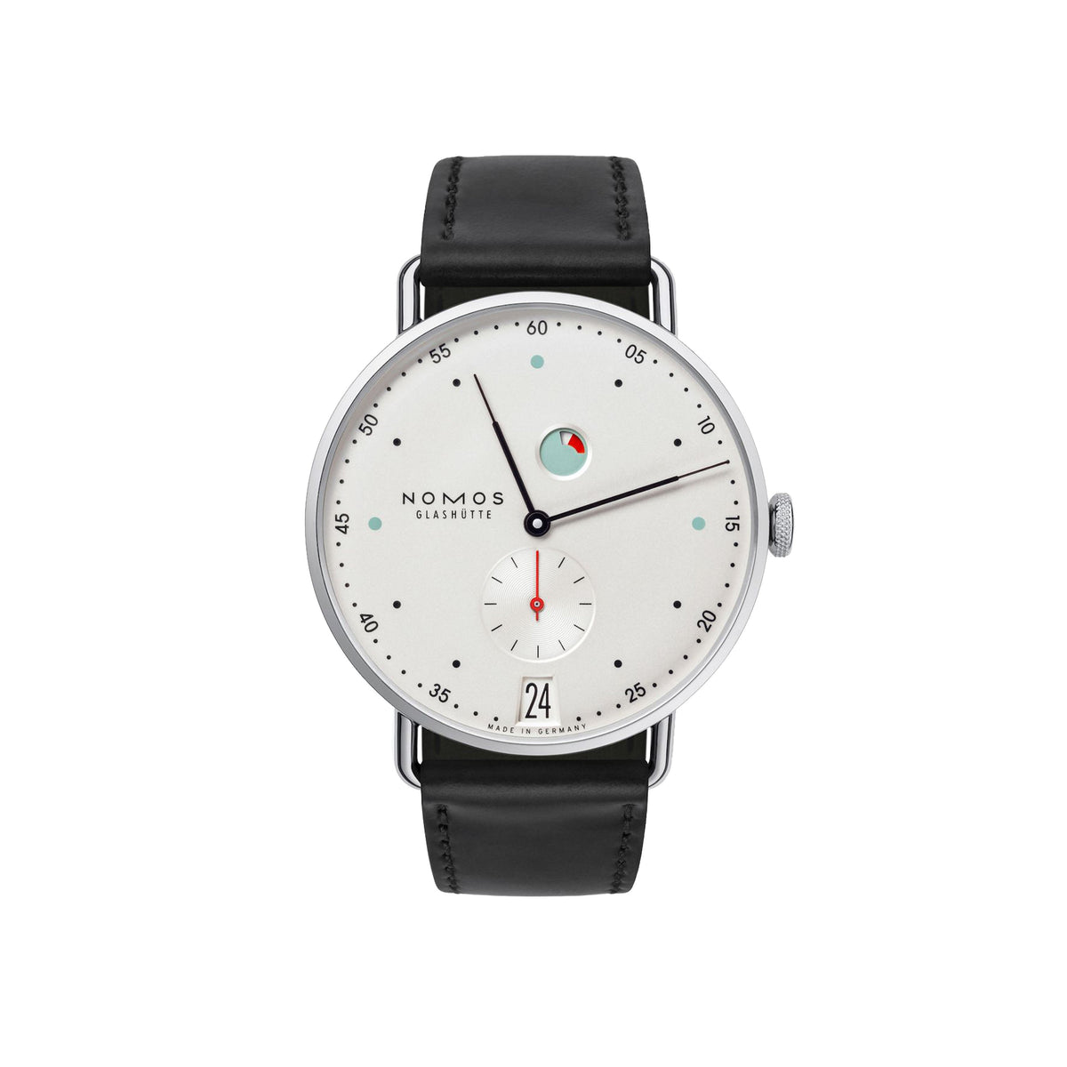 Nomos Glashütte Metro Date Power Reserve 37mm Silver Dial 1101