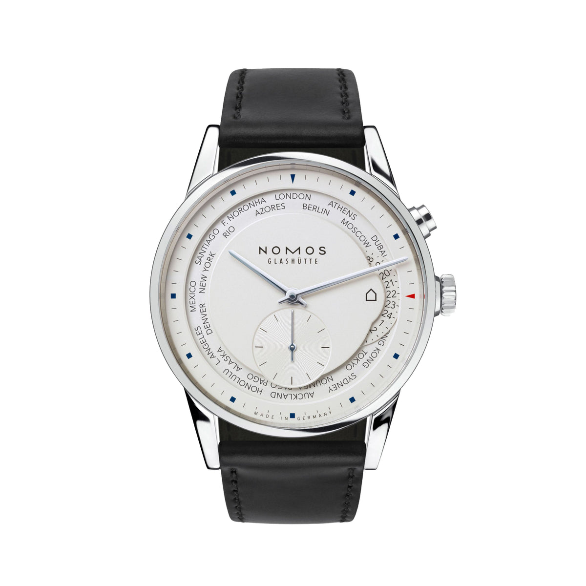 Nomos Glashütte Zürich World Time 39.9mm White Dial 805