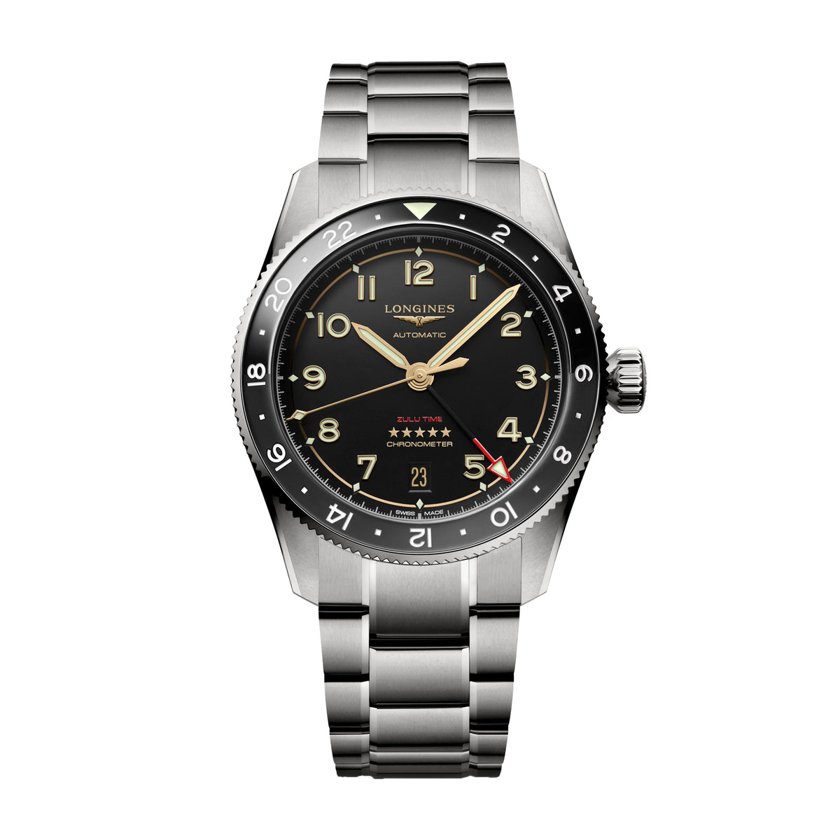 Longines Spirit Zulu Time 39mm Titanium Black Dial L3.802.1.53.6
