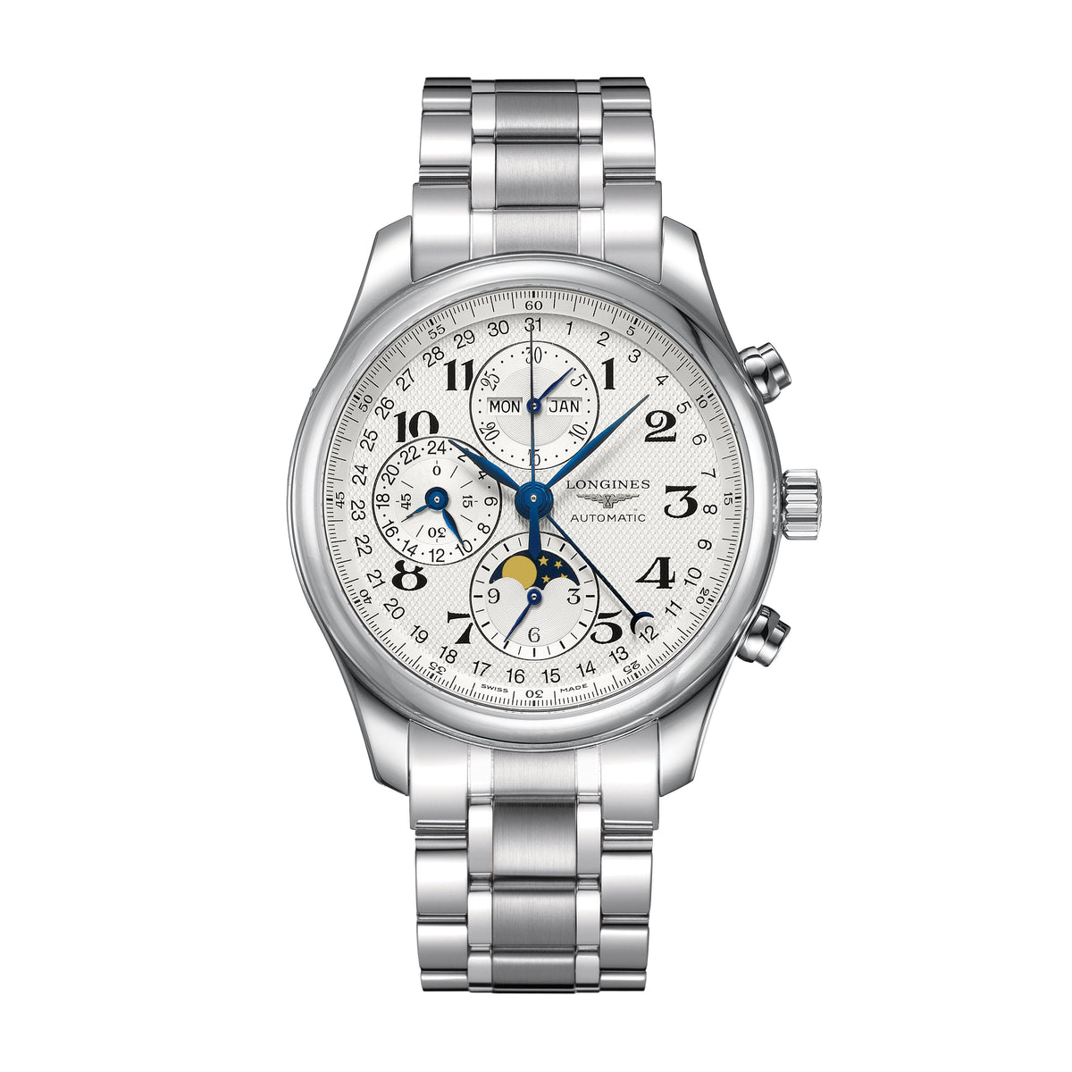Longines Master Collection Chronograph Moonphase 42mm Silver Dial L2.773.4.78.6
