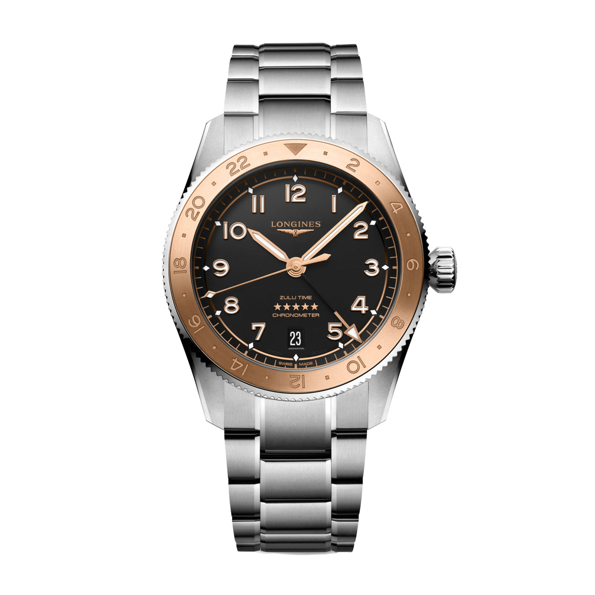 Longines Spirit Zulu Time 1925 39mm Black Dial L3.803.5.53.6