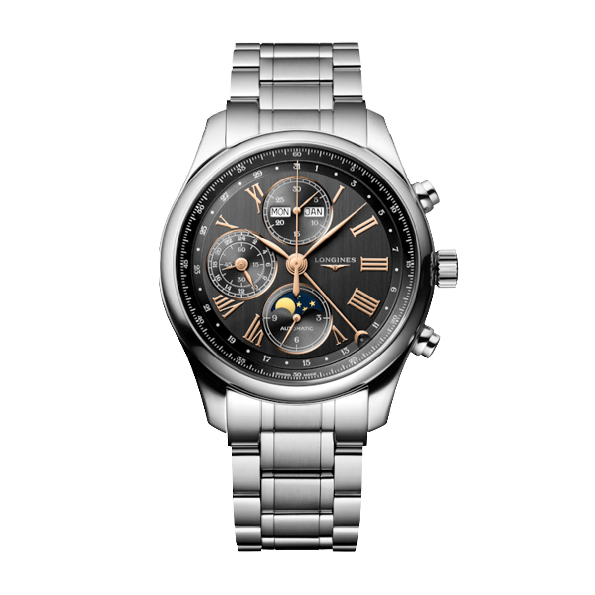 Longines Master Collection Chronograph Moonphase 42mm Grey Dial L2.773.4.61.6